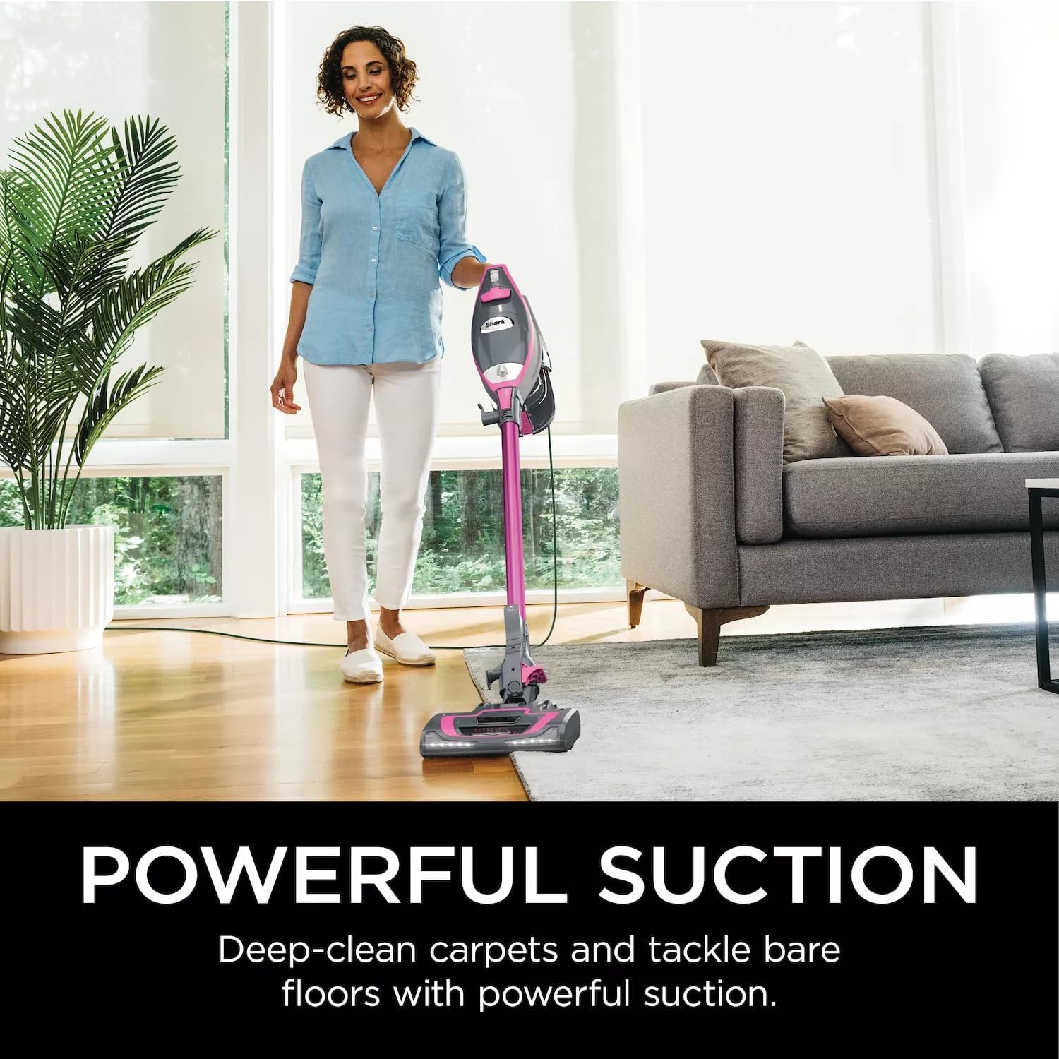 Shark HV371 Rocket Pro DLX Corded Stick, Removable Hand Vacuum, Advanced Swivel Steering, XL Cup, Crevice Tool, Upholstery Tool & Anti-Allergen Dust Brush, Soft Moss (Renewed)