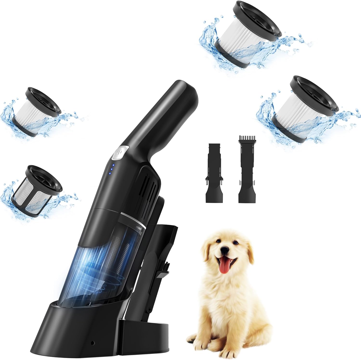 Successor Cordless Vacuum, Handheld Vacuum 15KPA Powerful Car Vacuum, Rechargeable, Charging Dock, Ergonomic Handle, 2-in-1 Crevice Tool, 1.8lb Portable Handheld Vacuum with 2-Speed for Car, Home