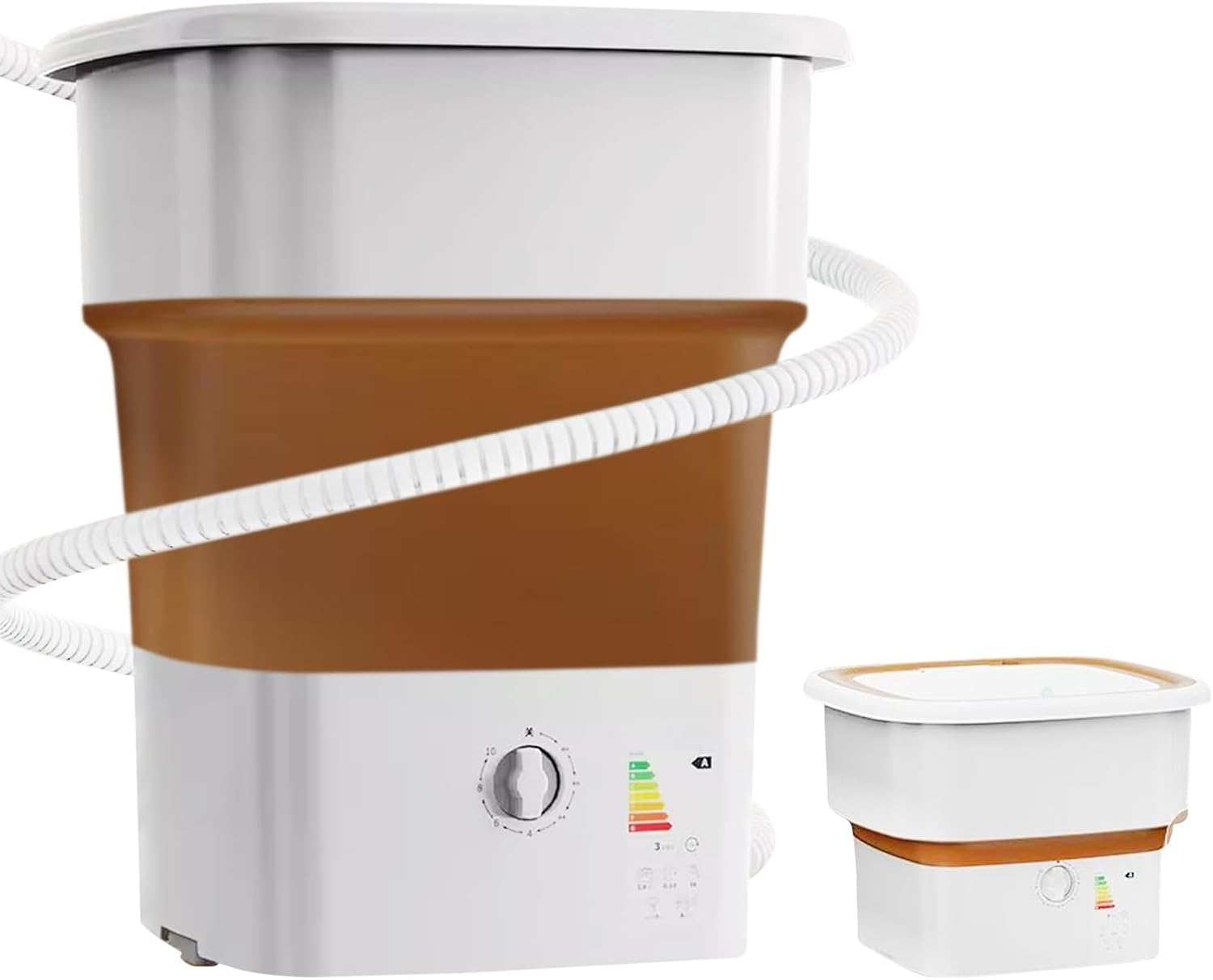 Portable Washer, Underwear Washer，52 L Large Capacity mini Washing Machine, Foldable Collapsible Washer and DryerMachine for， baby Clothing, Underwear, Camping, rv Travel(Brown)