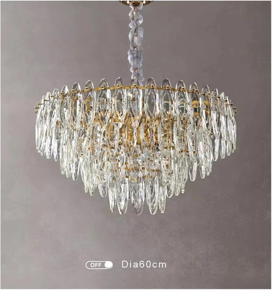 Gold Nordic Luxury Crystal Chandelier Duplex Building Big Lamps for Living Room Lustre Lamparas Household(Dimmable,80cm)