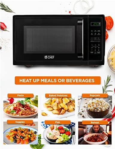 COMMERCIAL CHEF Small Microwave 0.9 Cu. Ft. Countertop Microwave with Touch Controls & Digital Display, Black & Nordic Ware BPA-free and Melamine Free Plastic Splatter Microwave Cover