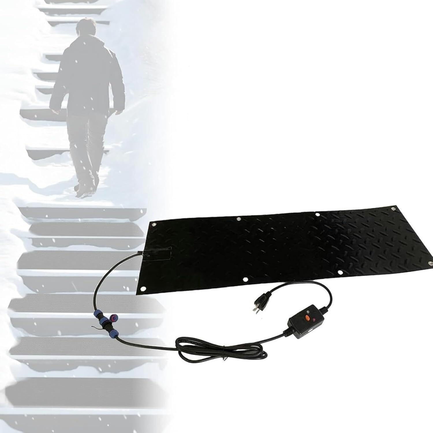 Heated Snow Melting Mat, 1/2/3/4/5 Pieces Outdoor Heated Driveway Mat Snow and Ice Melting Mat with Power Cord for Winter Stairs, Steps, Porch, Sidewalk, Garage, Deck(1 Pcs,30x90cm/12x36in)