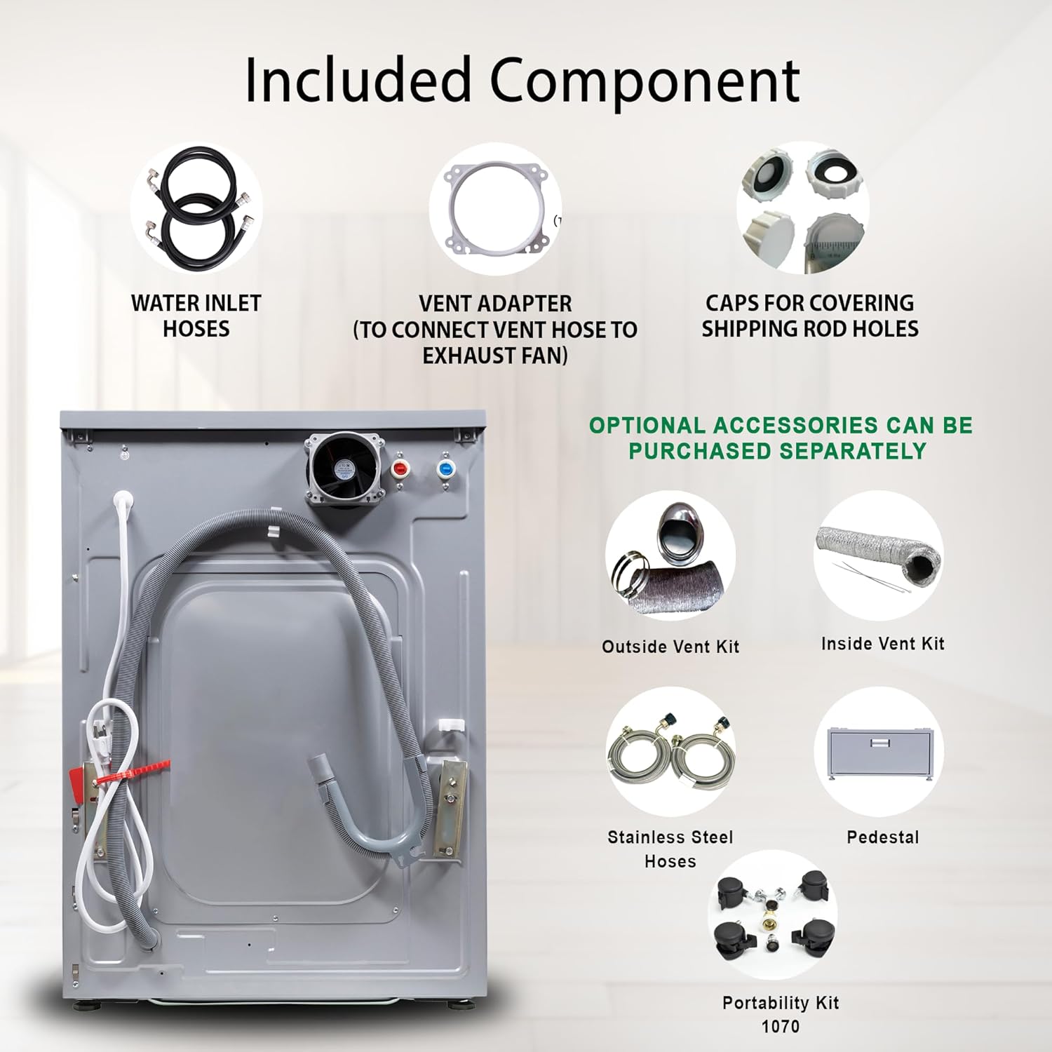 15 lbs Compact Combo Sani Washer Vented/Ventless Dryer with Pet Cycle (White)