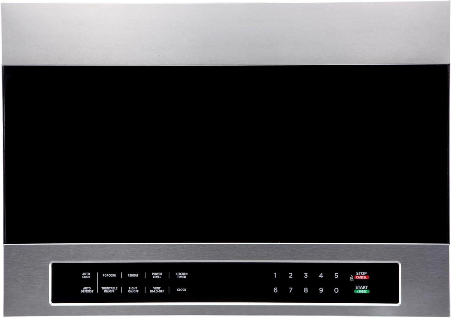 Avanti Microwave Oven 1000-Watts Over the Range with Auto Cook and Defrost, Pre-Set Cooking Modes, Child Safety Lock, Electronic Control Panel and Glass Turntable, 1.3 Cu.Ft., Black