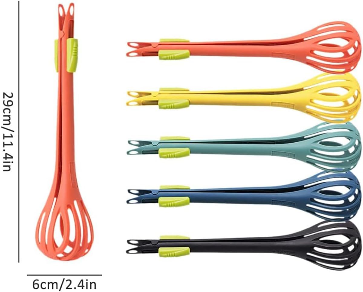 2 in 1 Food Clip & Egg Whisk, Creative Multifunction Egg Beater, Handheld Egg Whisk Blender Bread Clip, Household Multifunctional Kitchen Tool for Cooking, Mixing, Barbecue (Yellow) (Red)