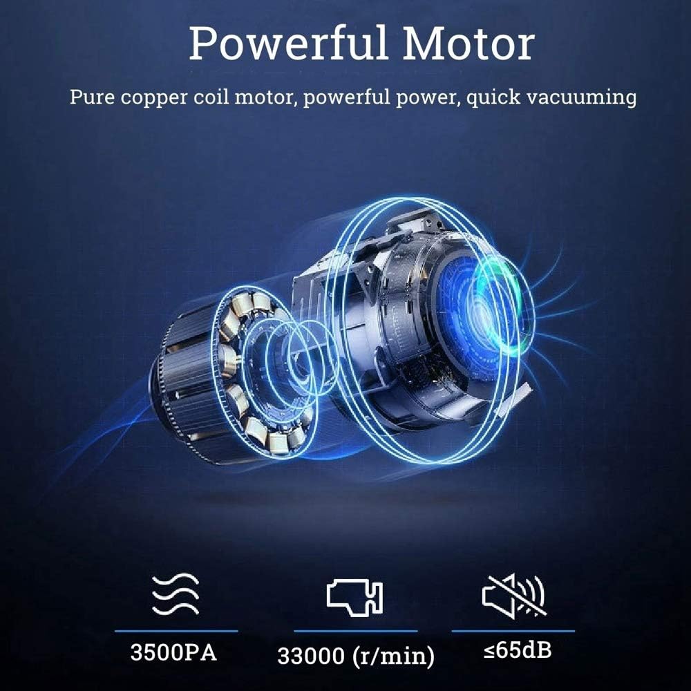 Hand Held Vacuum, 19000pa Strong Power Car Vacuum Cleaner Portable Handheld Cyclonic Wet/Dry Auto Portable Vacuums Cleaner (Color : Blue)