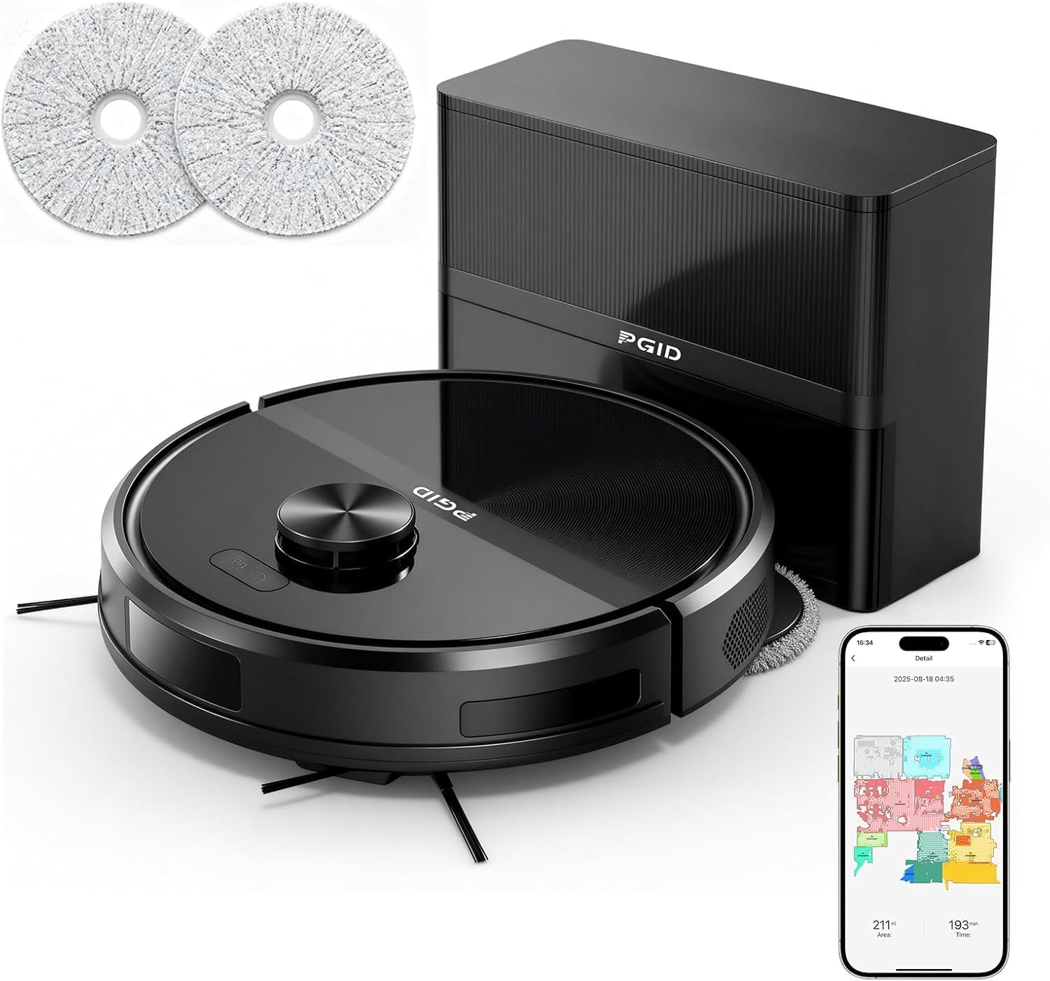 Self-Emptying Robot Vacuum Cleaner, Robot Vacuum and Mop,FlexiArm Edge Mopping,5000Pa Suction, Dual Zero-Tangle System, Smart Obstacle Avoidance, 20mm Mop Lifting, Auto Mop Washing&Drying