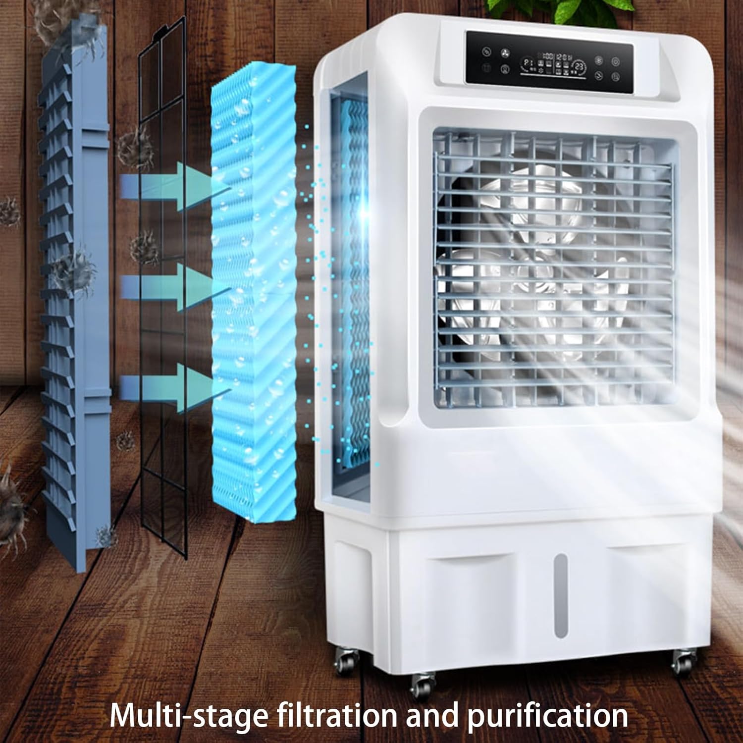 Swamp Cooler, Evaporative Air Cooler with 3-Speed and 9H Timer, Portable Air Conditioner for Room Office Patio Garage Use