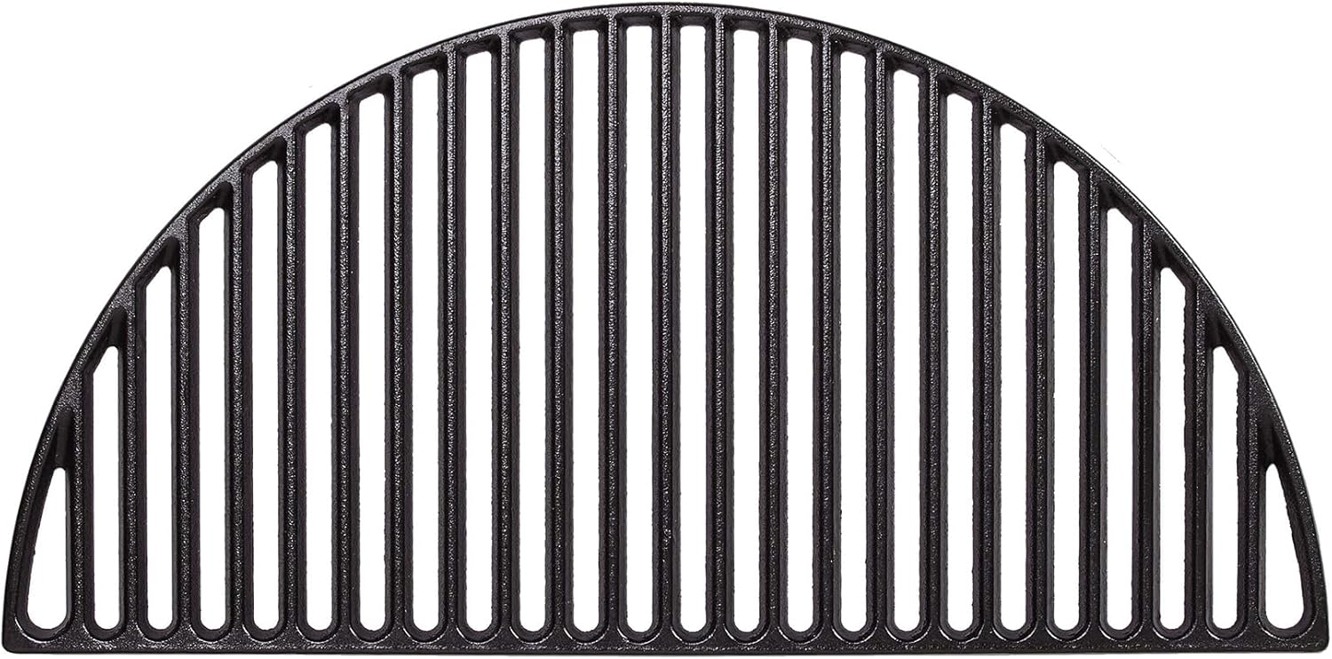 Kamado Joe Durable Half-Moon Cast Iron Cooking Grate with Grill Grate Lifter for Big Joe 24-inch Charcoal Grill and Smokers, Free Standing, in Black, Model BJ-HCICG