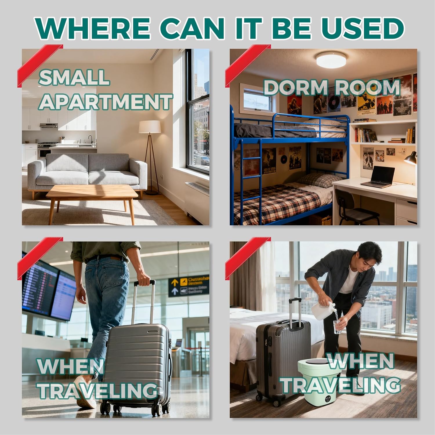 Portable Washing Machine Mini Washer for Apartments - Compact, Foldable Countertop Clothes Washer & Dryer Combo, Small Lavadora Portatil, Handheld Laundry Machine (Green, Medium)