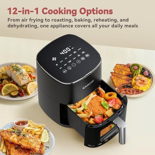 6QT Air Fryer with Viewing Window, 12 Cooking Presets, 1700W Fast & Even Cooking, Max 400℉ Crisping, Bake, Roast, Reheat & Dehydrate, Large Nonstick Basket, Dishwasher Safe