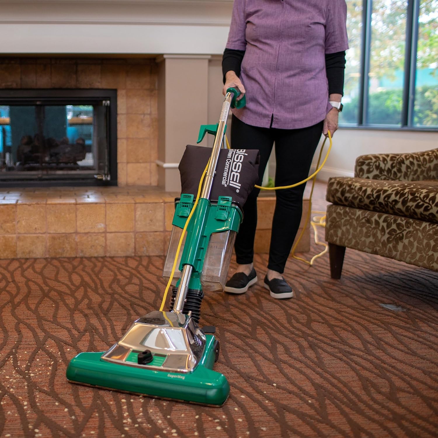 Bissell BigGreen Commercial BG102DC ProCup Comfort Grip Handle Upright Vacuum with Magnet, 870W, 16