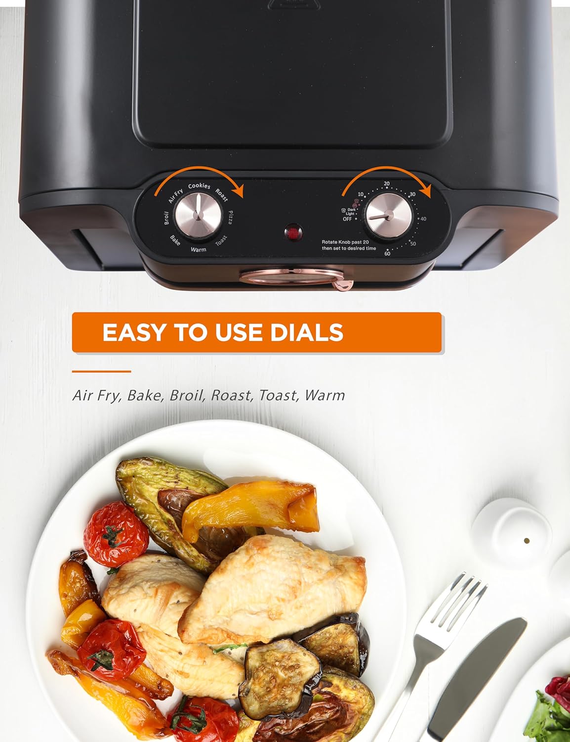 COMMERCIAL CHEF Air Fryer Multi-Oven, 17-QT Multifunctional & Multi Level Air Fryer with Bake, Broil, Roast, Warm & Toast for Rotisserie Chicken, Pizza & More, 1500 Watt Air Fryer Oven