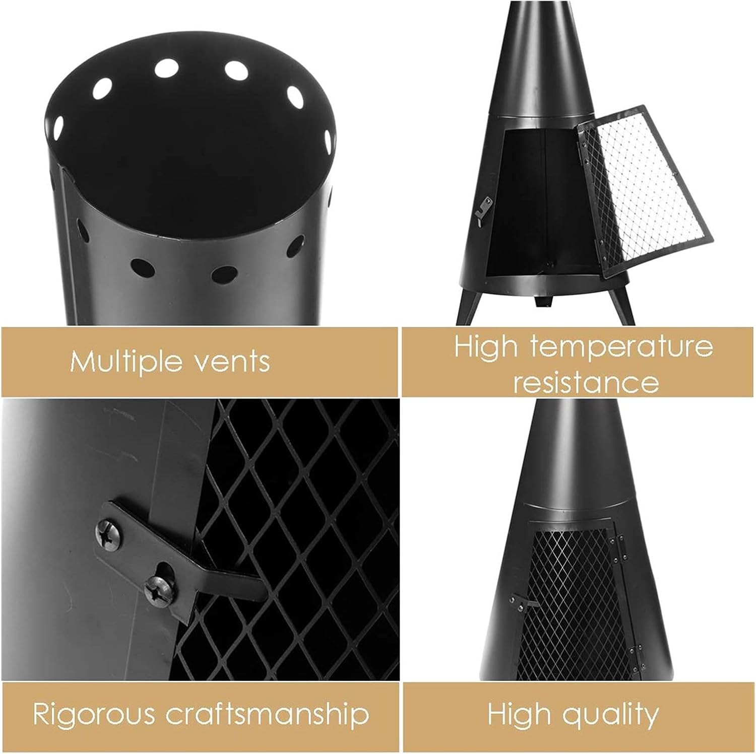 45 Inch Chiminea Heater Stove Wood Charcoal Fireplace Burning Fire Pit for Home Backyard Patio Indoor Outdoor Furnace V NTS