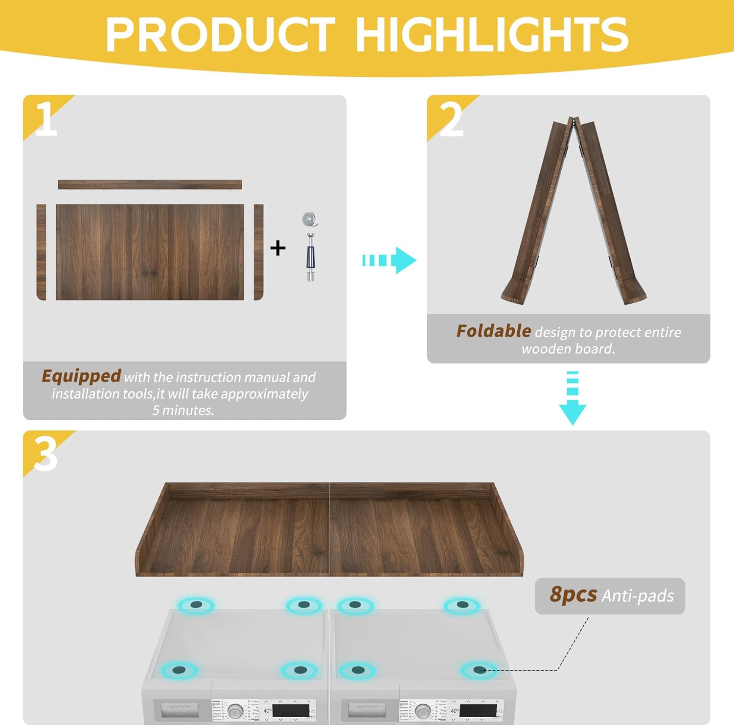 Foldable Washer Dryer Countertop, 27.5