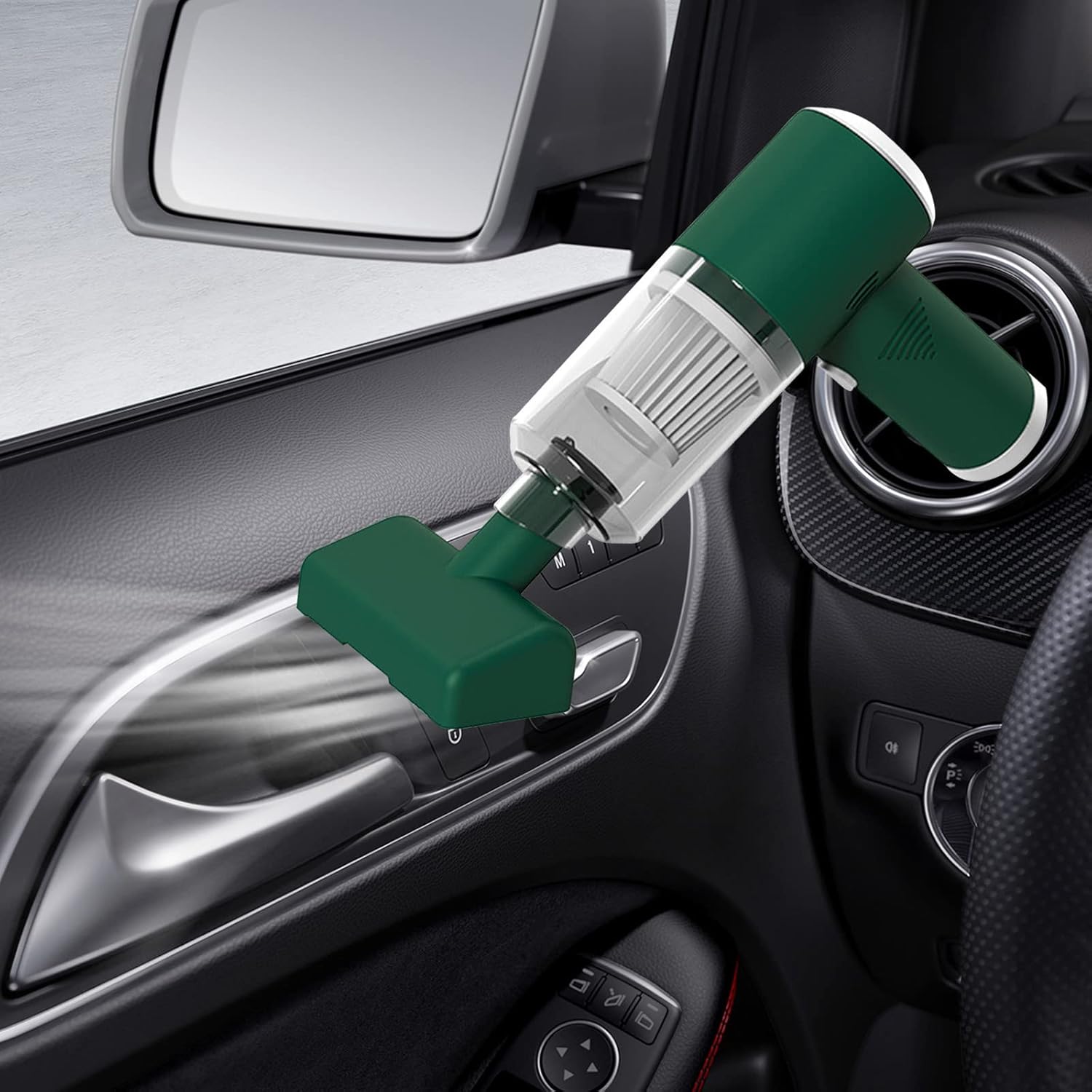 Portable Handheld Wireless Car Vacuum Cleaner Cordless Rechargeable Light Weight Household Compact 6000pa High Suction 2000mah Capacity Cleaner for Car Home Office (Green)