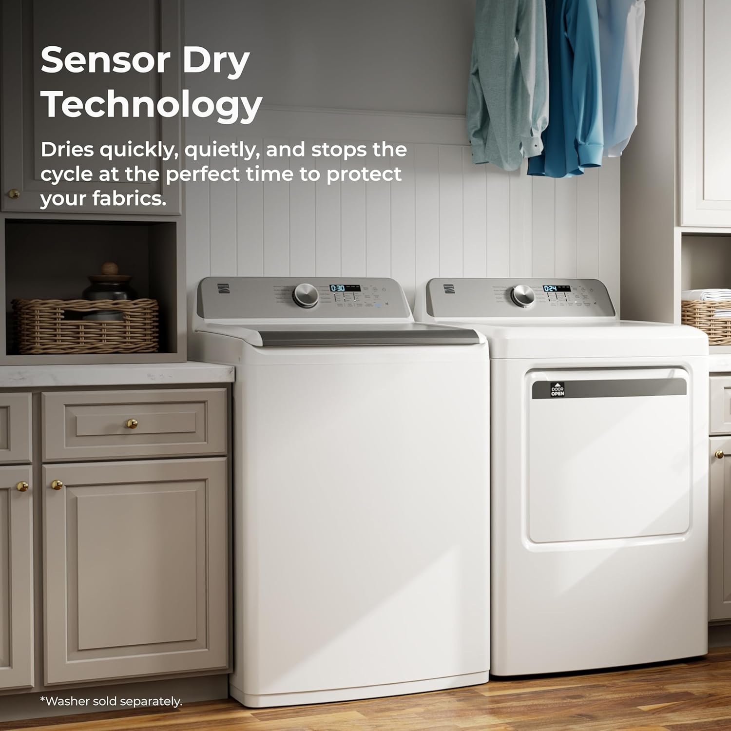 Kenmore 7.0 cu. ft. Front Load Gas Dryer - with Guard to Reduce Wrinkles & Static - Smart Sensor Drying - LED - White