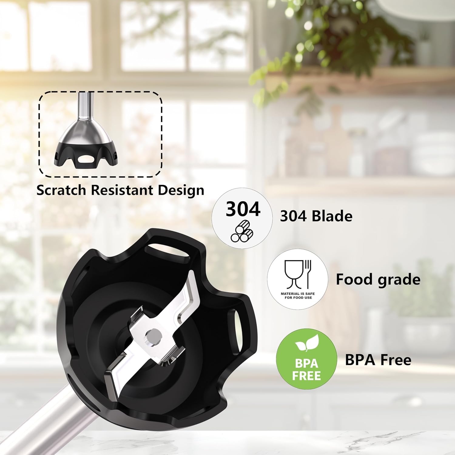 Immersion Blender Handheld, 5 in 1 Hand Mixer Electric Handheld for Kitchen, Corded Stick Hand Emulsion Blender with Chopper Beaker Whisk and Milk Frother for Baby Food, Smoothie, Puree, Soup, Sauces