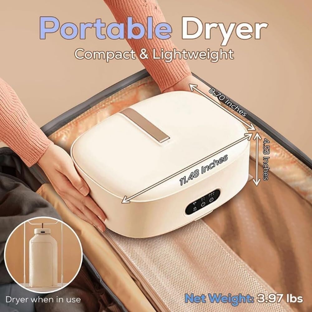 Electric Portable Clothes Dryer, Foldable Heated Airer, 10kg Capacity, 600W, 1-7 Hour Timer, Two Heating Modes, Stainless Steel & Plastic