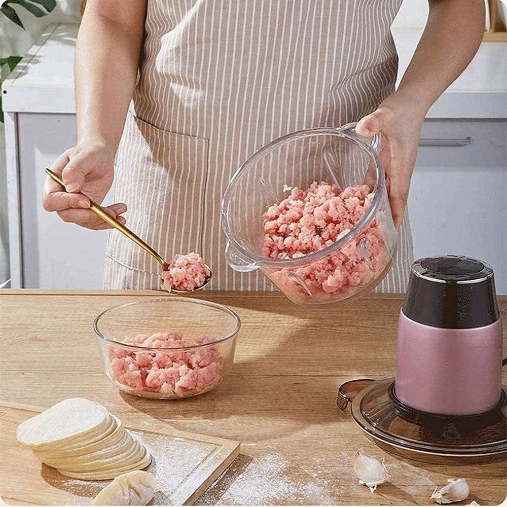 Electric Meat Grinder Machine 350W 2L Stainless Steel Household Electric Food Chopper Mincer Blender Grinder Home Kitchen Food Processor for Meat Fruit Vegetable Glass Bowl