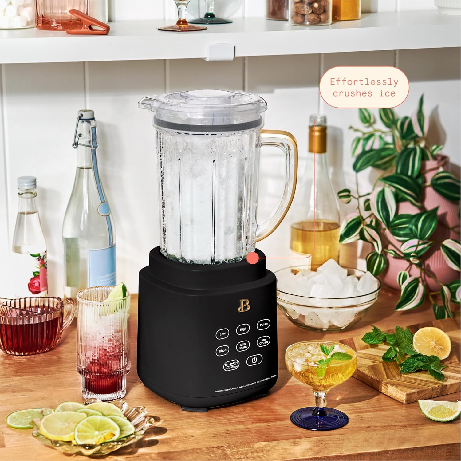 Beautiful PowerExact Blender System with 700W Motor, 50oz Tritan Jar, 20oz Single-Serve Cup, No Drippy Sippy Lid, 3 Speeds & 4 Pre-sets by Drew Barrymore (Black Sesame)