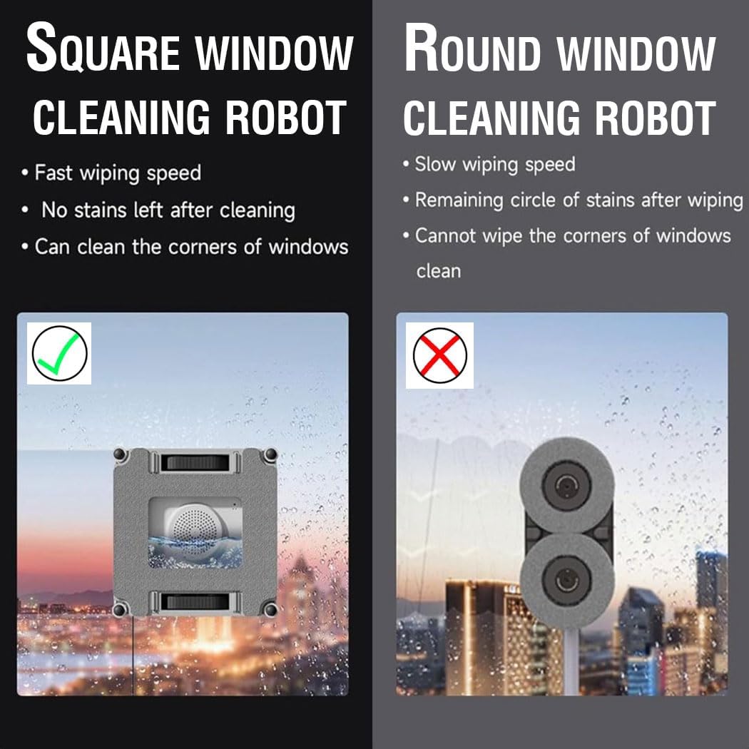 Frewico Window Cleaner Robot with Dual Ultrasonic Water Spray, 5600Pa Suction Smart Robotic Glass Cleaner, APP & Remote Control, Anti-Falling System for Frameless Windows, High-Rise, Shower, Tiles
