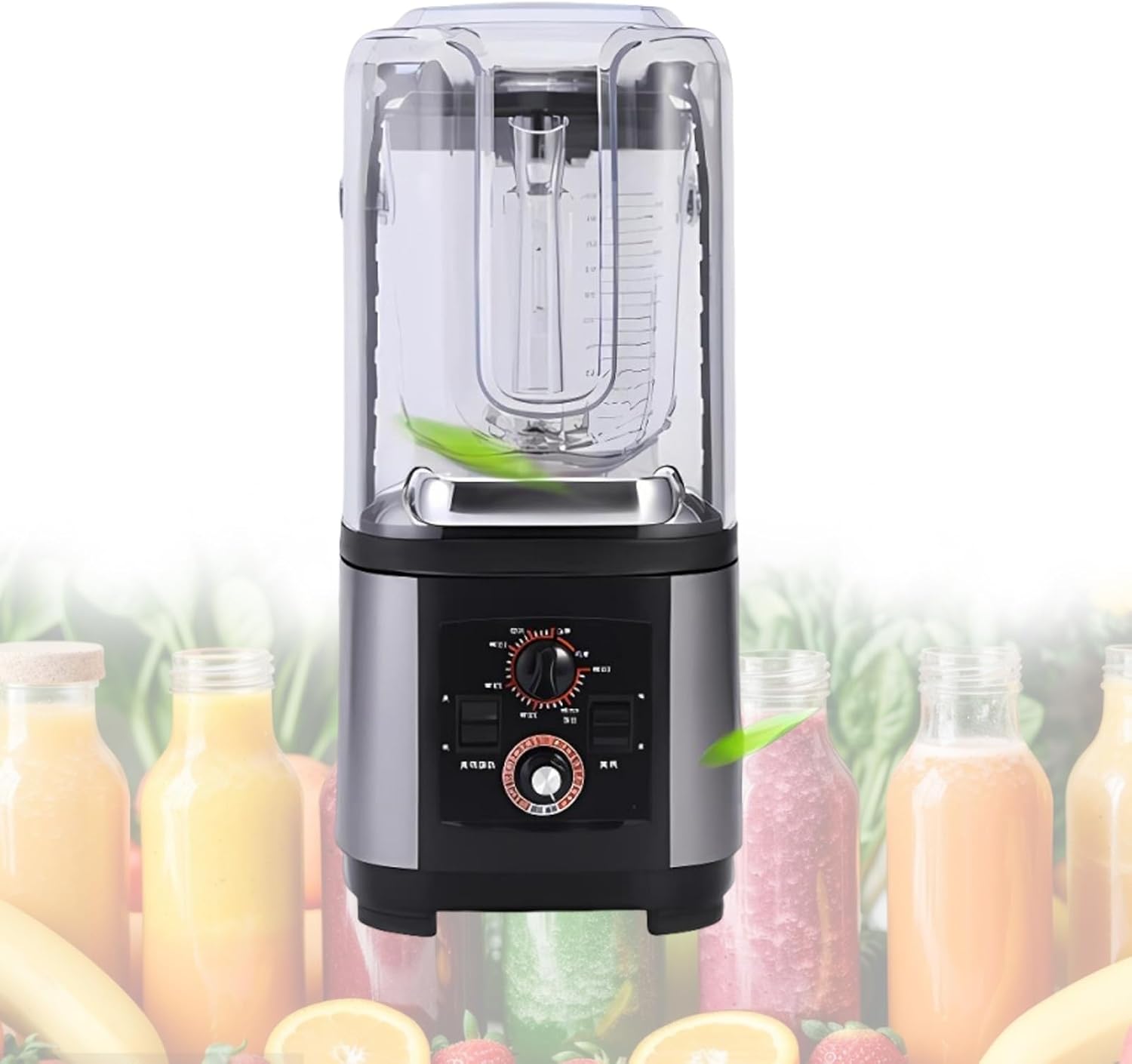 Heavy Duty Soundproof Blender 2200W with Quiet Shield, 2L Large Capacity, FastIce Crusher, Self Cleaning, Multifunction Commercial Smoothie Maker
