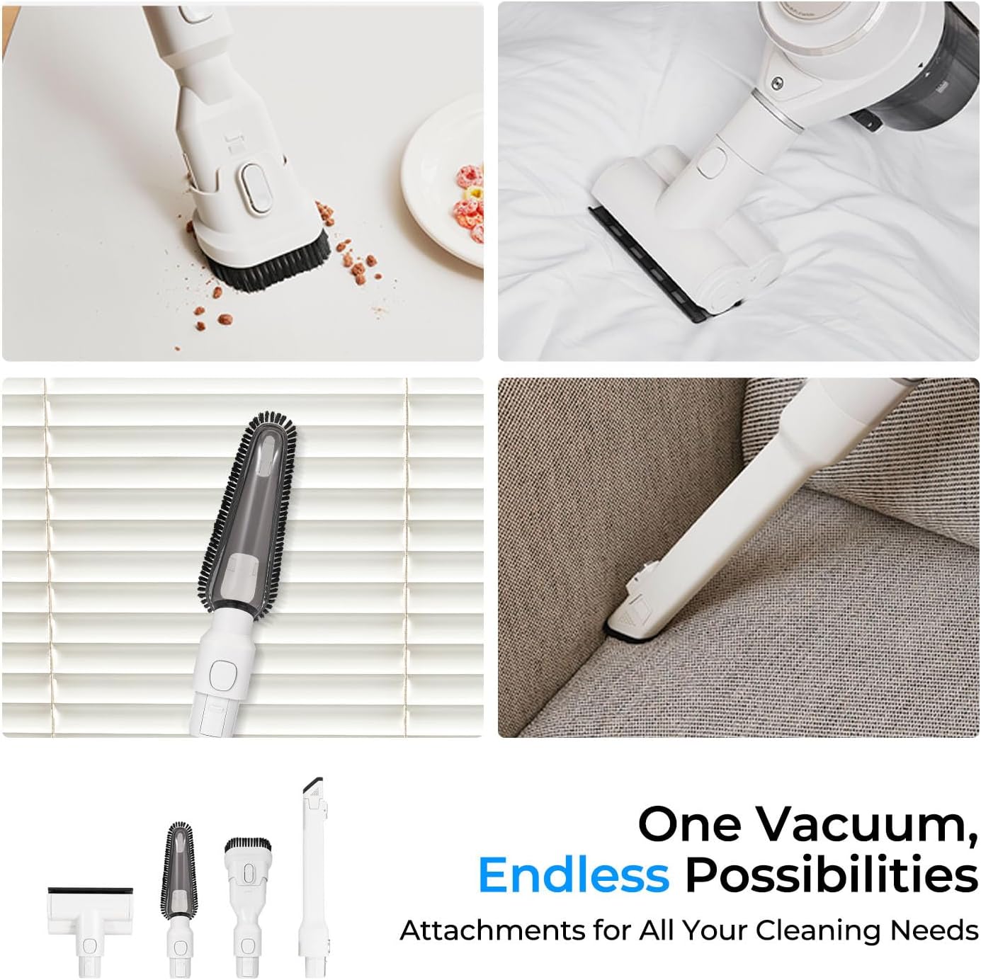 CUCKOO Powerclone Cordless Vacuum Cleaner for Home with Charging Stand, High-Suction Cordless Stick Vacuum Cleaner for Hardwood Floor and Carpet, Includes Multiple Attachments, White (CVC-A1410NW)