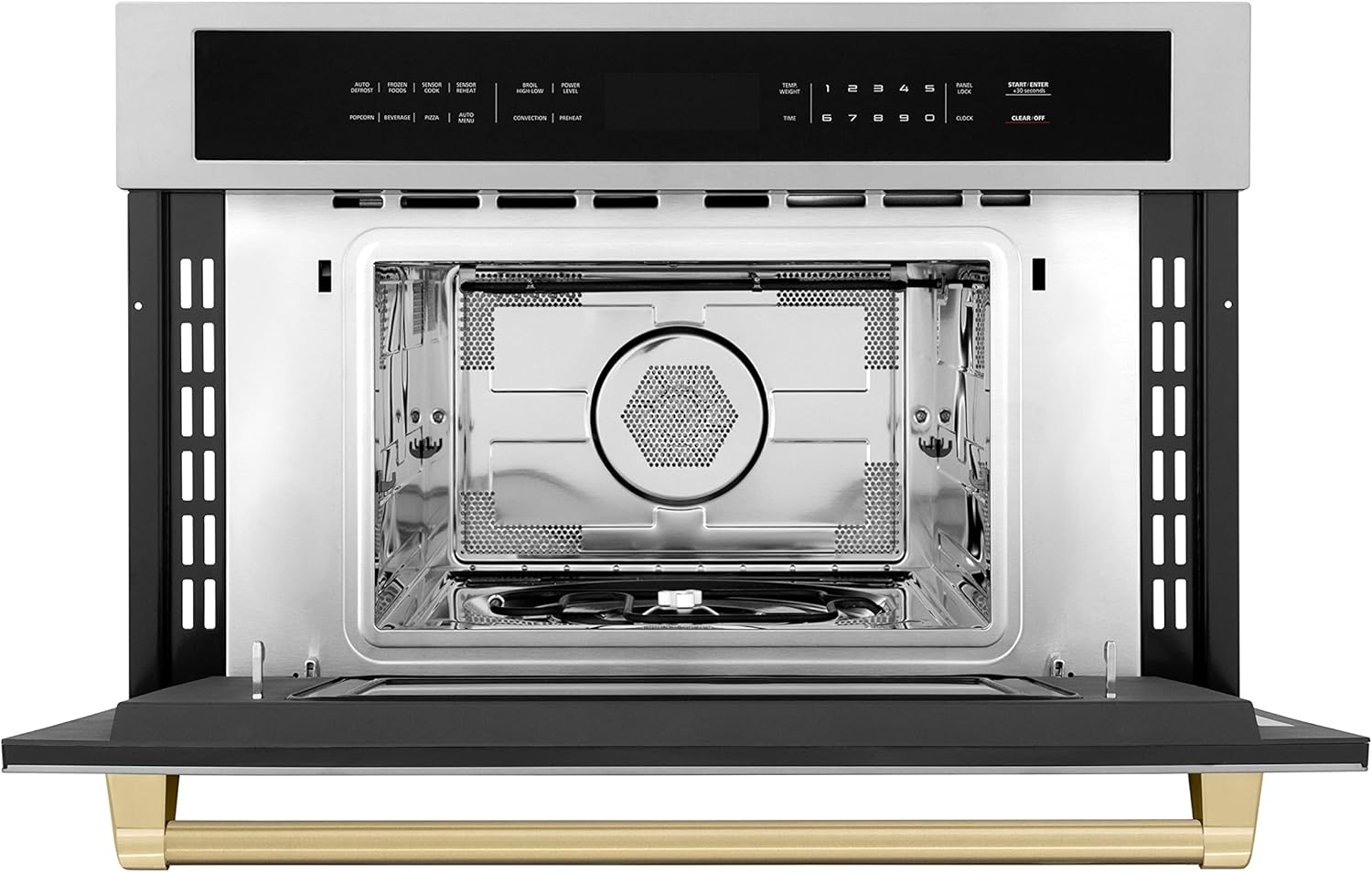 ZLINE Autograph Edition 30” 1.6 cu ft. Built-in Convection Microwave Oven in Stainless Steel and Champagne Bronze Accents