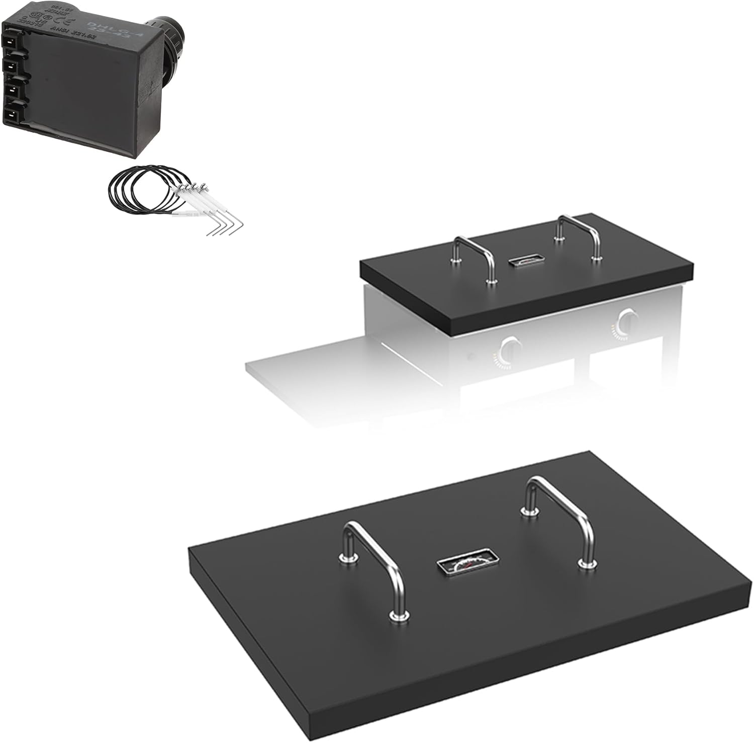 5003 Hard Top Laid Cover with Handle and Grill Igniter Kit for Blackstone 28” Outdoor Griddle, Hard Cover for Blackstone 28 inch Front or Rear Grease Model, Black