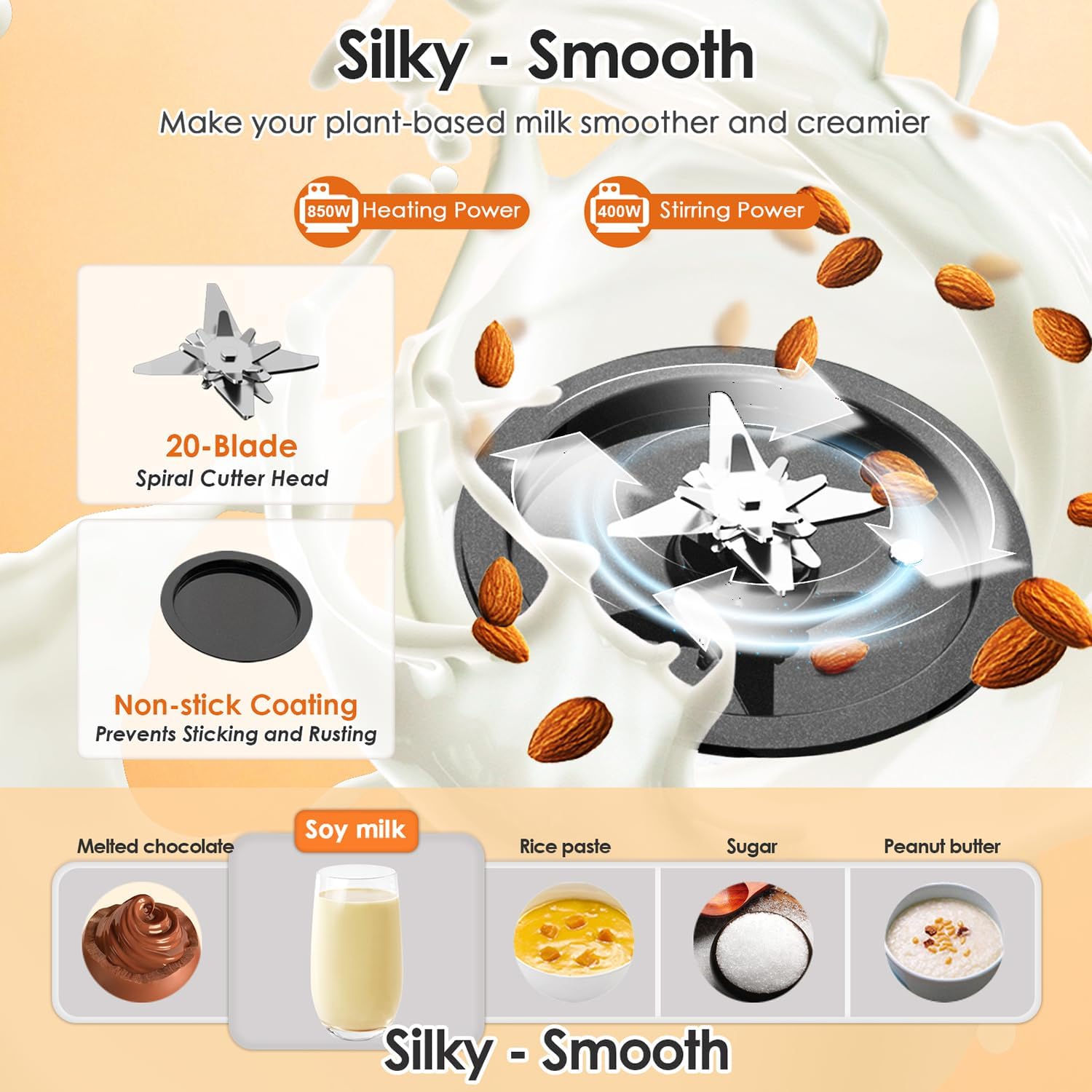 58oz Nut Milk Maker Machine, 10 in 1 Automatic Nut Milk Maker with 20 Blades, LED Display, Soy Milk Maker with 24H Delay Start&12H Keep Warm, Almond Milk Maker for Homemade Oat, Milk Shake, Cream