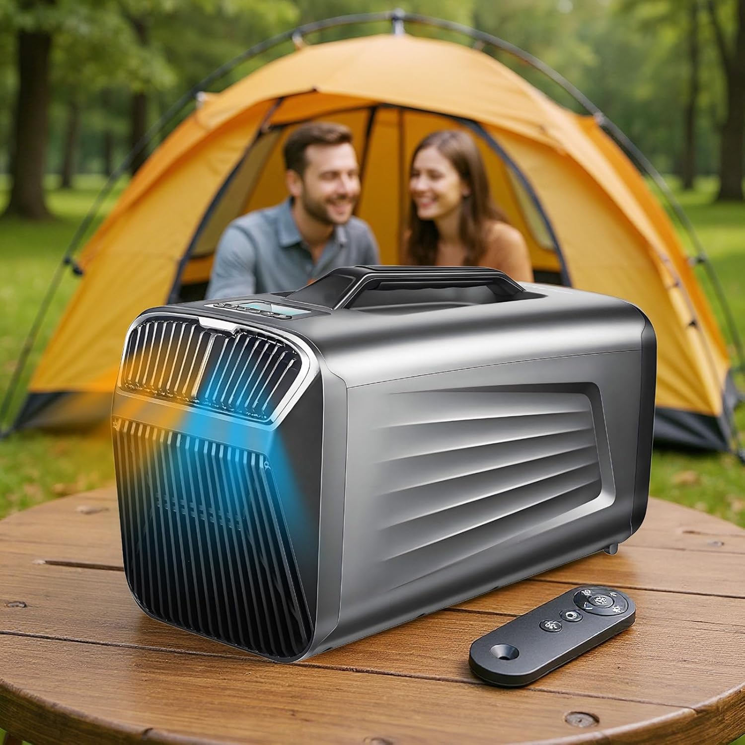 5400BTU/5600BTU Portable Tent Air Conditioner for Outdoor and Indoor Use, 110V Quiet Air Conditoning for Small Rooms, 1500W Fast Cooling Heating for Camping, Van, Rvs,Silver