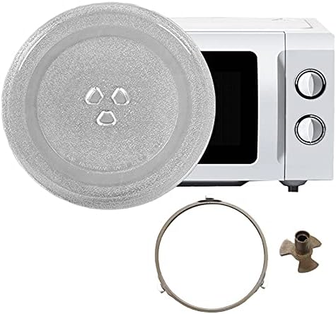 Turntable Microwave Turntable Frosted Pattern Glass Plate 11in with 3 Fixers Microwave Oven Roller Ring Glass Tray Support The Thickness of The Glass is 0.5cm Runs Smoothly