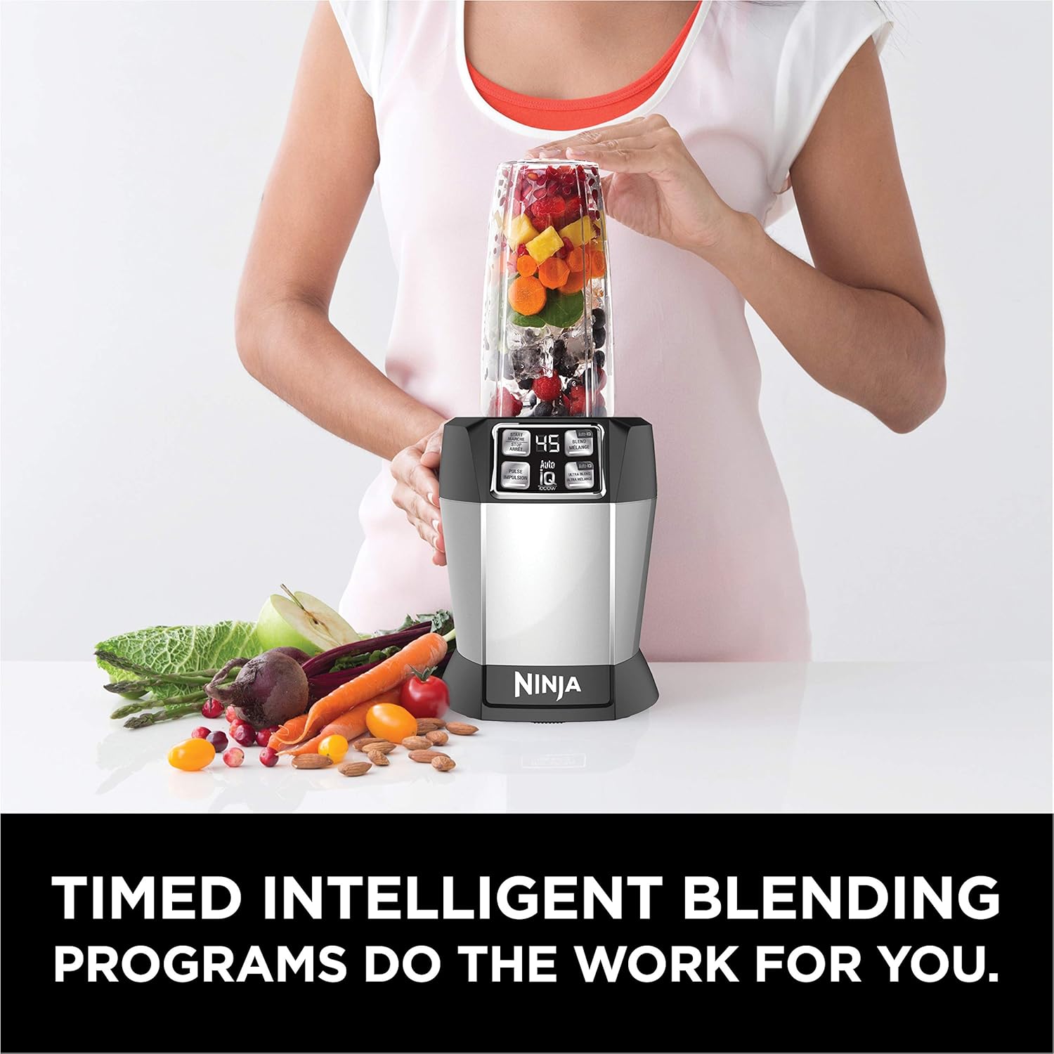 Ninja BL481C Nutri-Ninja Auto-iQ Blender, Silver