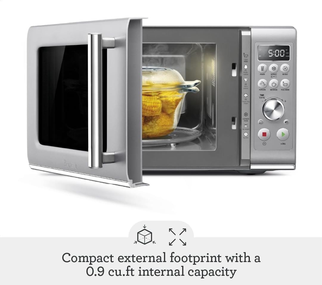 Breville BMO650SIL Compact Wave Soft Close Countertop Microwave Oven, Silver