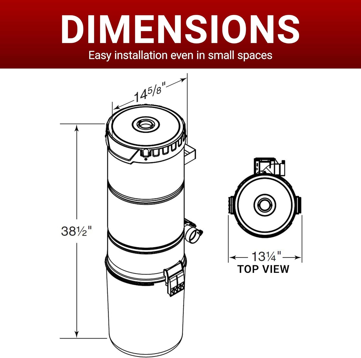 Drainvac Broan-nutone 700 Air watts Residential Central Vacuum System - Advanced HEPA Filtration with 99.97% dust and microparticle Capture, Anti-Vibration, Powerful Suction