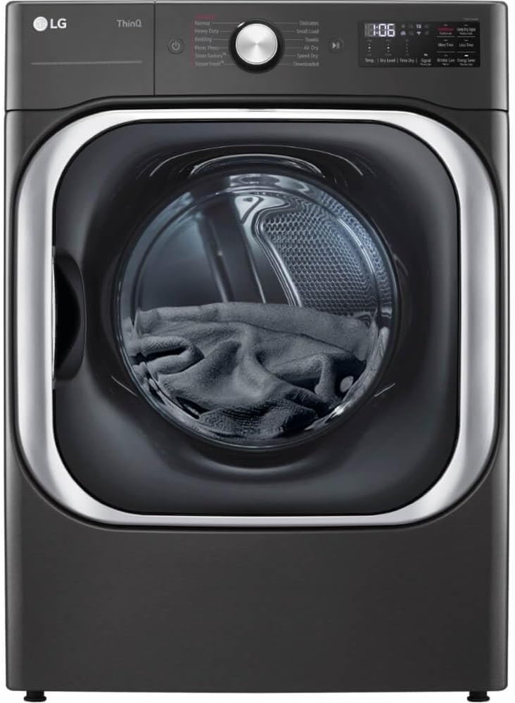 9.0 cu. ft. Vented Smart Stackable Electric Dryer in Black Steel with TurboSteam and Sensor Dry Technology