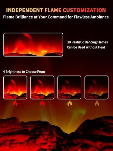 Electric Fireplace Heater 22 in Freestanding Fireplace Stove Infrared Fireplace RealSmart with 3D Flame Effect Remote Control, Timer, Overheating Protection Heater for Indoor Use Black