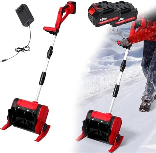 21V Cordless Electric Snow Shovel, Snow Blower with Adjustable Front Handle, Folding Design for Easy Storage, Clears 300 lbs of Snow Per Minute(Two Battery)