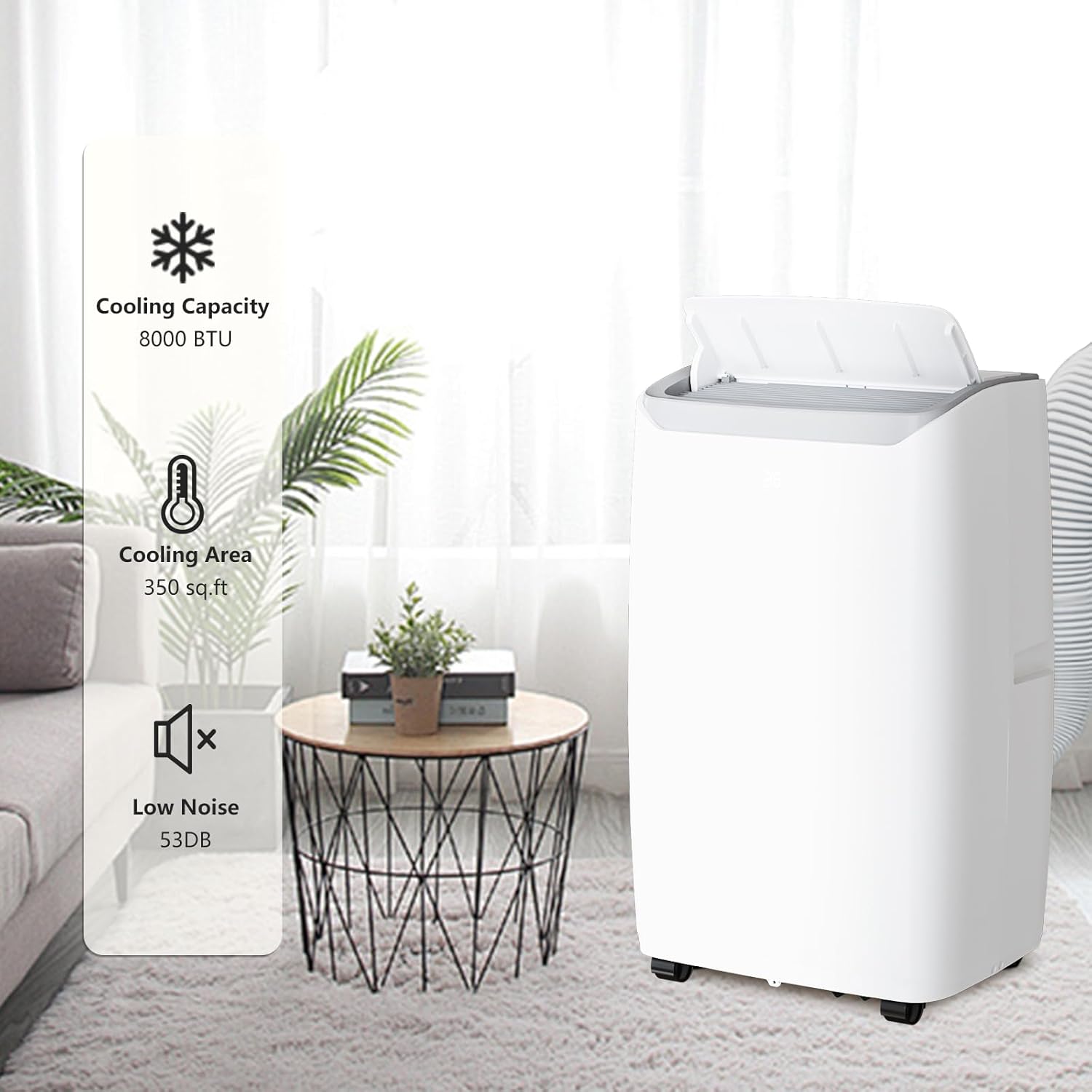 12000 BTU Portable Air Conditioner - 3 in 1 Cooler with Dehumidifier & Fan, Quiet, Cools Up to 550 sq. ft, Easy Install Kit, 24H Timer, Remote Control, LED Display, for Home & Office