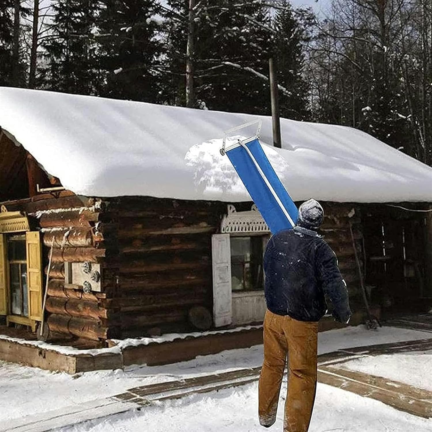 Snow Shovel Aluminum Snow Roof Rake Removal Tool 4-20Ft,Adjustable Pole 5-Section w/Anti-Skid Handle and Protection Wheels for Rooftop Leaves Clearing