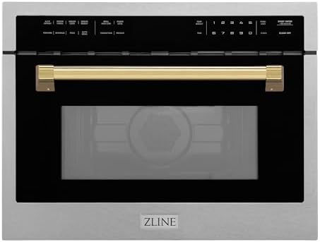 ZLINE Autograph Edition 24 in. 1.6 cu ft. Built-in Convection Microwave Oven in Satin Stainless Steel with Polished Gold Accents (MWOZ-24-SS-G)
