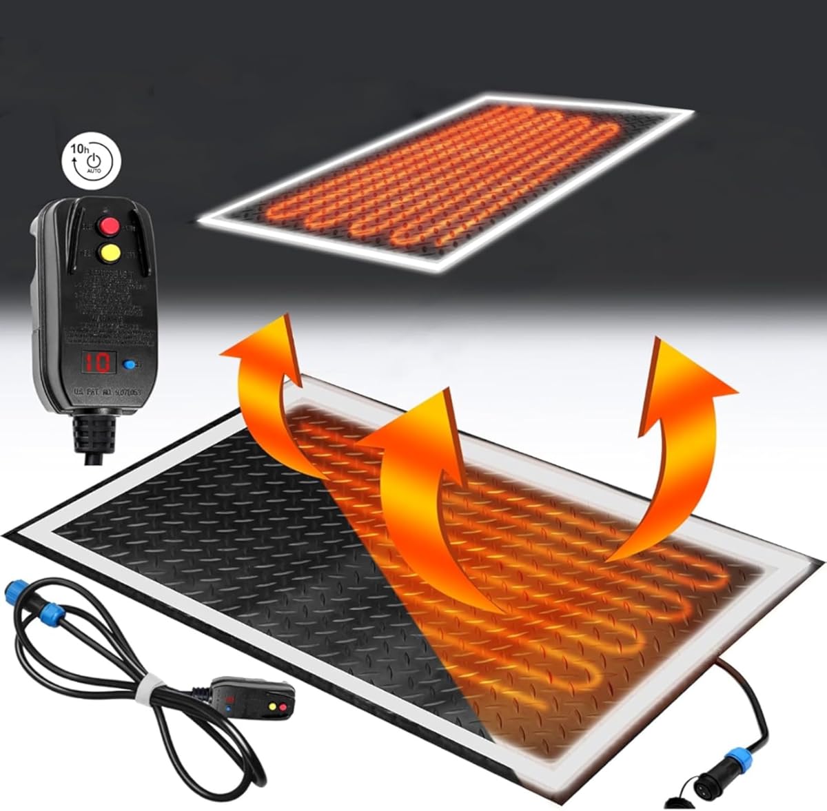 Ice Melting Mats, Heated Outdoor Mats 6 Story Design Safe and Anti Slip, Heated Sidewalk Mats Fast Snow Melting, for Outdoor Snowmelt Heating(25 * 75cm,6 Slice)