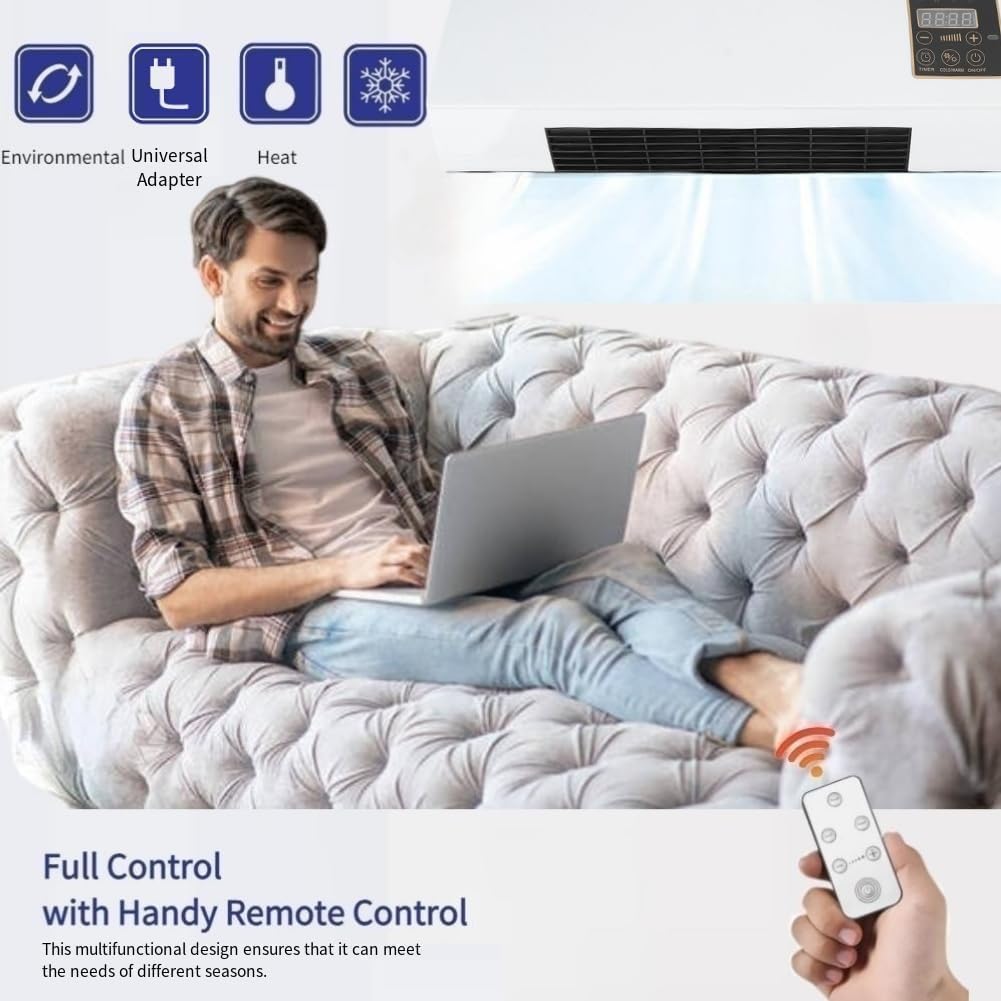 Wall Mounted Heating Machine, Mini Nature Fan and Heating Wall Mounted Fan, Low Noise Touch Control Small Air Heater Machine for Indoor Outdoor (Style 4)