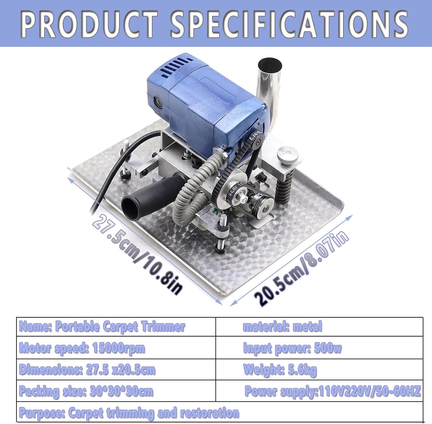 Carpet Trimmer Machine, 15000 RPM Adjustable Depth Flat Rug Shearer, Low Noise Vibration Clippers for Handmade & Tufted Rug Cleaning & Carving