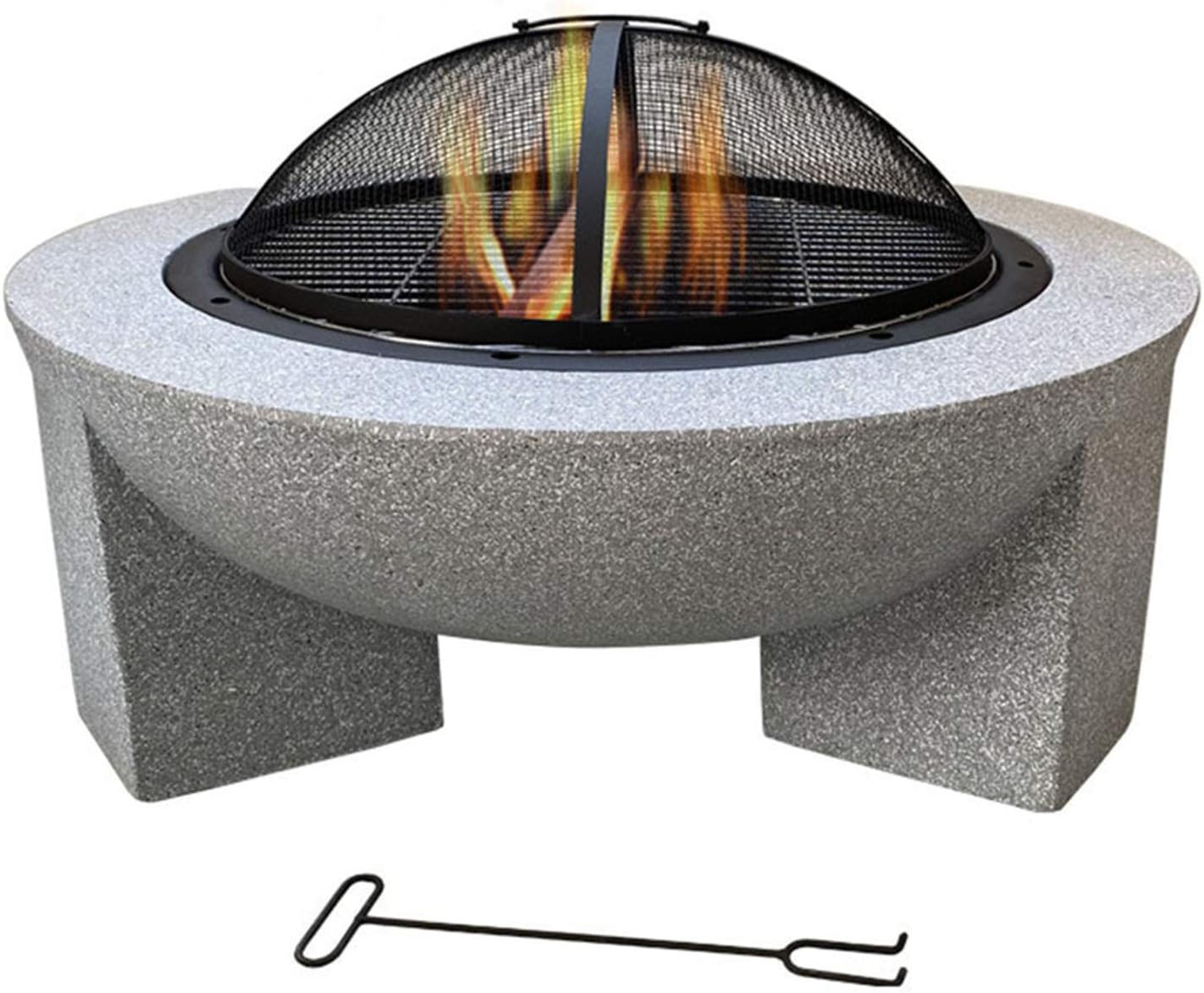Small Firepit, Fire Pit with BBQ Grill Shelf, Outdoor Garden Patio Heater Grill Camping Bowl BBQ with Poker, Grate, Grill, Mesh Lid