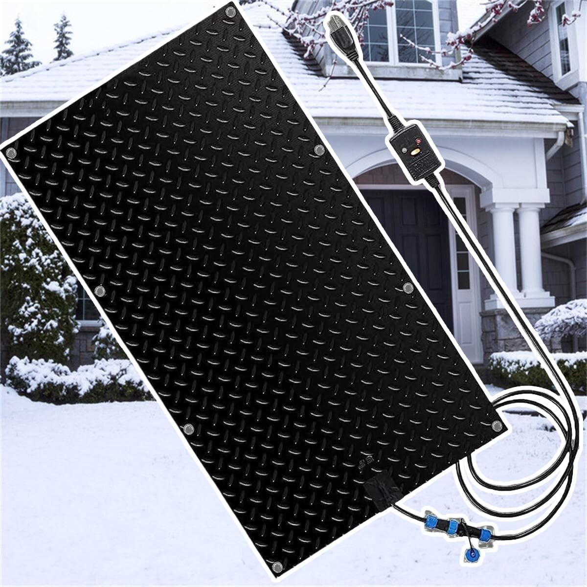 Heated Walkway Snow and Ice Melting Mats for Entrances, 12/15.7/20/23.6in Width Snowmelt Heated Walkway Mats, Anti-Slip Snow Melting Mats Outdoor, Snow-Melting Stair Mat Comes(60x400cm/(20x158