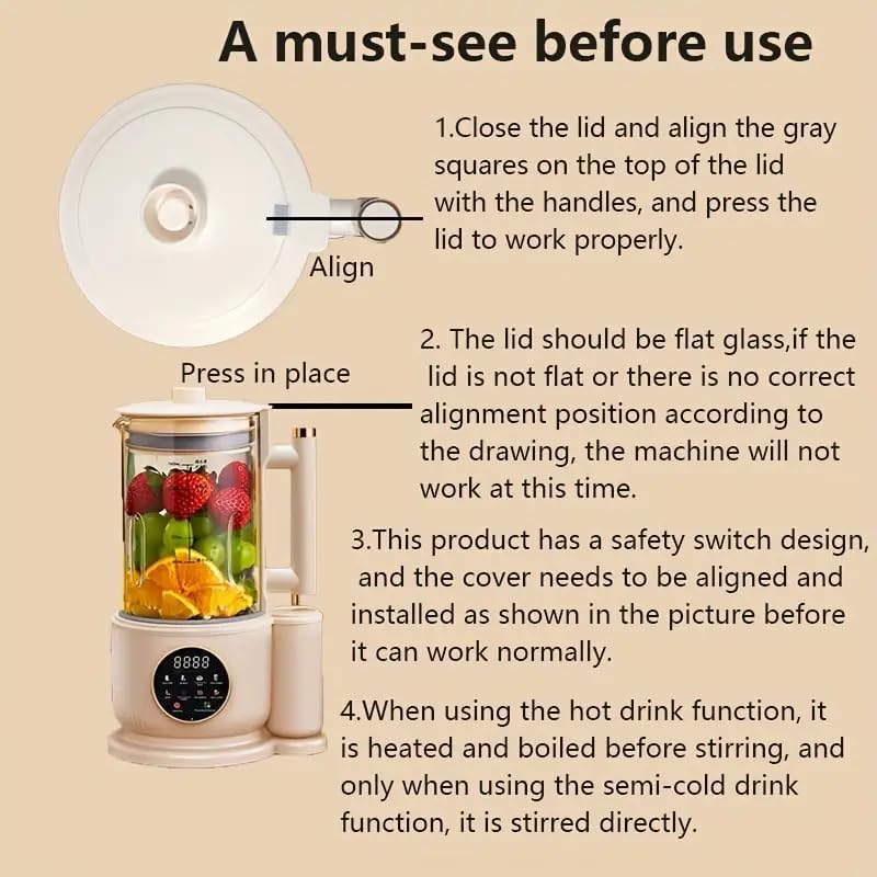 Nut Milk Maker & Multi-Function Blender, 50oz/1.5 L Automatic Homemade Almond Soy Oat Milk Maker with Self-Cleaning, Heated Boil Function, Soundproof Design, 12 Blades & Portable Pitcher