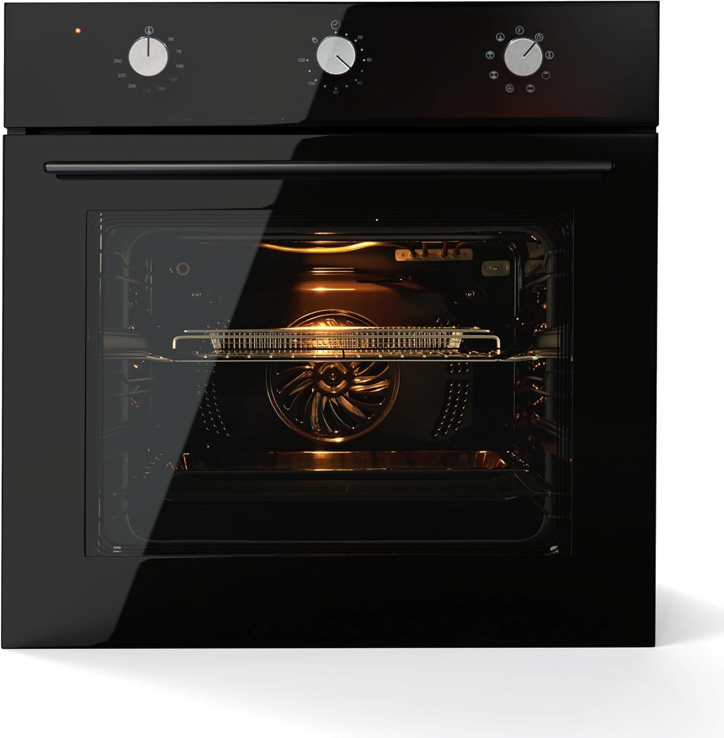 Zstar 24 Inch Single Wall Oven, 240V 3000W Built-in Electric Wall Oven with Mechanical Knobs Control, 2.5 Cu.ft Capacity, Large View Winow, Black