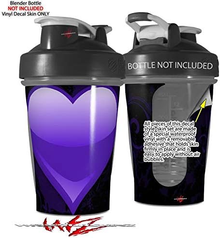 Decal Style Skin Wrap works with Blender Bottle 20oz Glass Heart Grunge Purple (BOTTLE NOT INCLUDED)